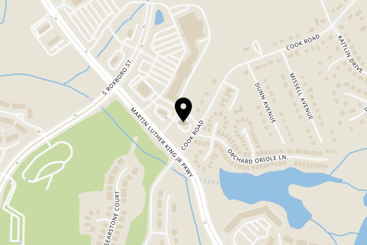 Map showing the location of Tacos Number Juan on 910 Martin Luther King Jr Pkwy in Durham